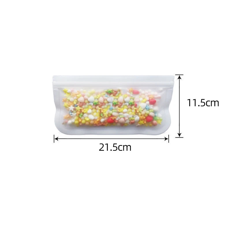 Reusable Silicone Food Storage Bags – Leakproof Stand-Up Zip Containers for Lunch & Fresh Food