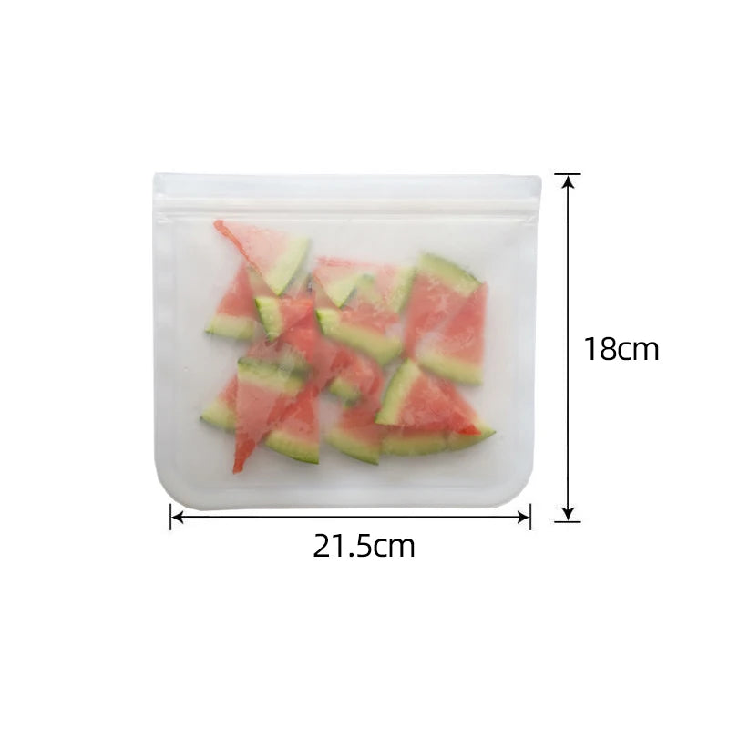 Reusable Silicone Food Storage Bags – Leakproof Stand-Up Zip Containers for Lunch & Fresh Food