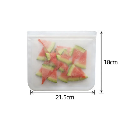 Reusable Silicone Food Storage Bags – Leakproof Stand-Up Zip Containers for Lunch & Fresh Food