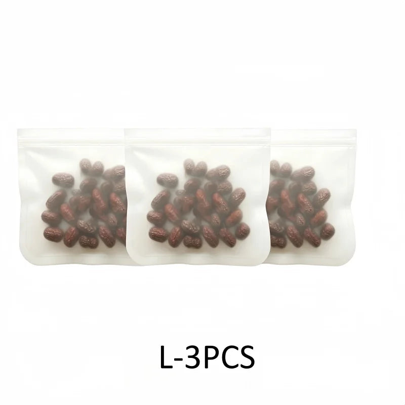 Reusable Silicone Food Storage Bags – Leakproof Stand-Up Zip Containers for Lunch & Fresh Food