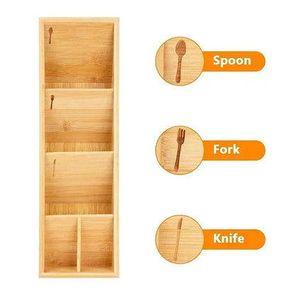 Expandable Bamboo Cutlery Drawer Organizer for Kitchen Utensils