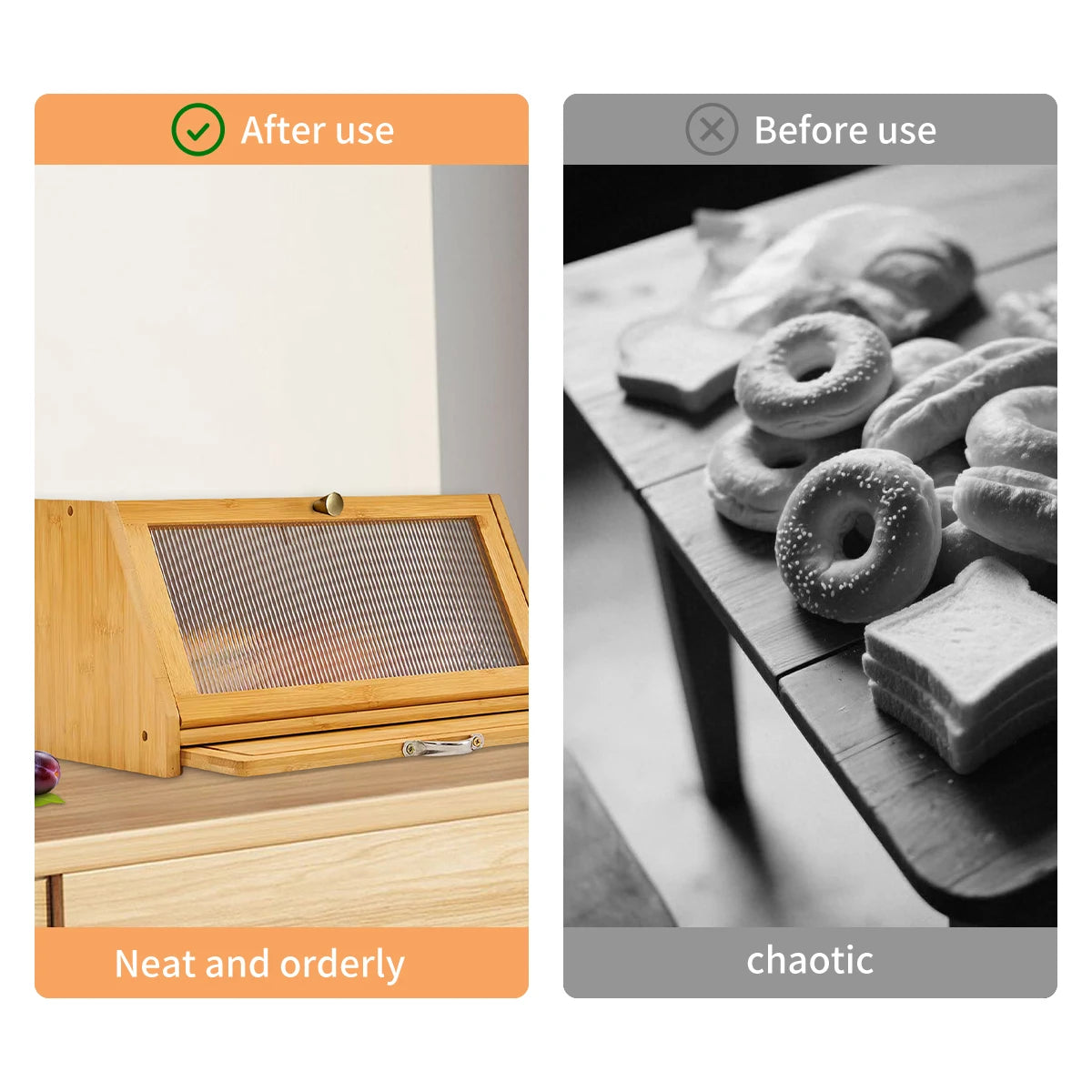 Bamboo Bread Box & Cutting Board Combo with Pantry Storage