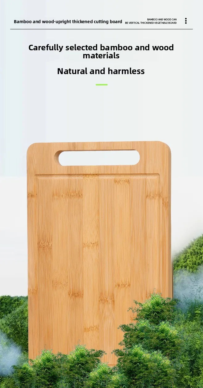 Double-Sided Bamboo Cutting Board with Stand – Anti-Mold Kitchen Chopping Board