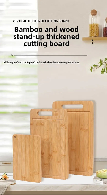 Double-Sided Bamboo Cutting Board with Stand – Anti-Mold Kitchen Chopping Board