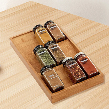 3-Tier Bamboo Spice Rack for Kitchen Countertop Storage and Organization