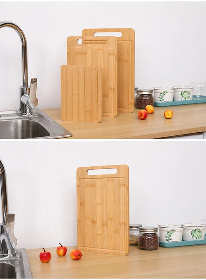 Double-Sided Bamboo Cutting Board with Stand – Anti-Mold Kitchen Chopping Board
