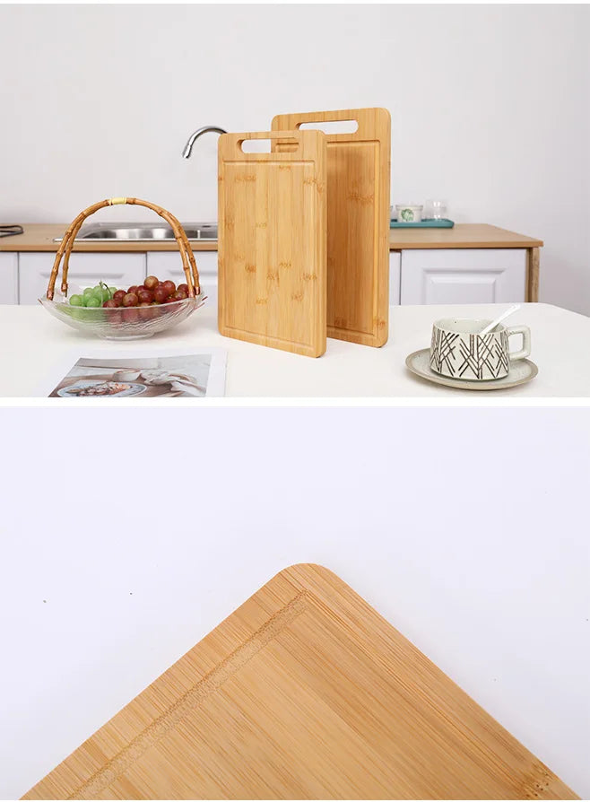 Double-Sided Bamboo Cutting Board with Stand – Anti-Mold Kitchen Chopping Board