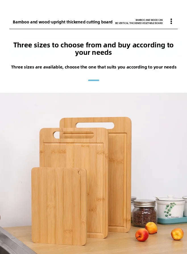 Double-Sided Bamboo Cutting Board with Stand – Anti-Mold Kitchen Chopping Board