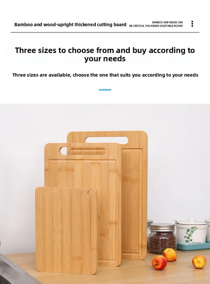 Double-Sided Bamboo Cutting Board with Stand – Anti-Mold Kitchen Chopping Board