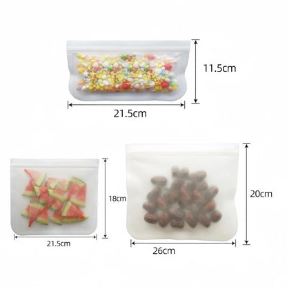 Reusable Silicone Food Storage Bags – Leakproof Stand-Up Zip Containers for Lunch & Fresh Food