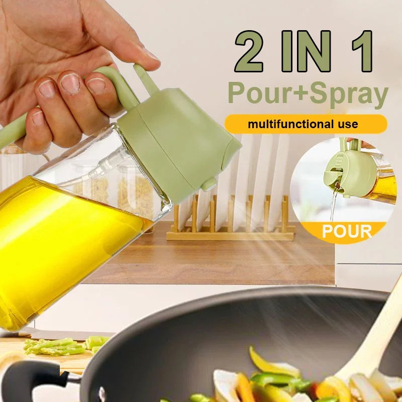 2-in-1 Kitchen Oil Sprayer and Dispenser – Plastic Oil Mister