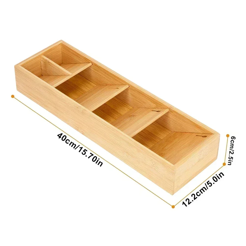Expandable Bamboo Cutlery Drawer Organizer for Kitchen Utensils