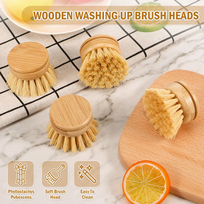 Natural Bamboo Kitchen Dish Brush – Eco-Friendly Pot & Stove Scrubber