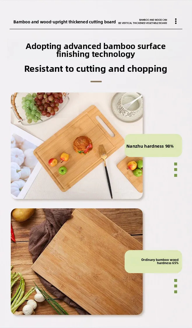 Double-Sided Bamboo Cutting Board with Stand – Anti-Mold Kitchen Chopping Board