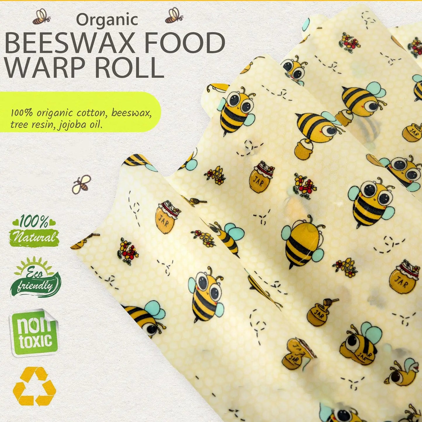 Reusable Beeswax Food Wrap Roll – Eco-Friendly Food Storage