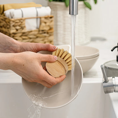 Natural Bamboo Kitchen Dish Brush – Eco-Friendly Pot & Stove Scrubber