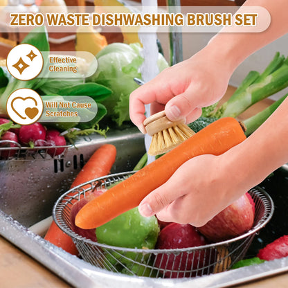 Natural Bamboo Kitchen Dish Brush – Eco-Friendly Pot & Stove Scrubber