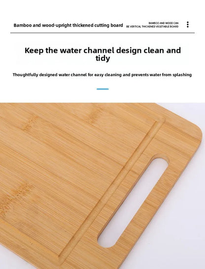 Double-Sided Bamboo Cutting Board with Stand – Anti-Mold Kitchen Chopping Board