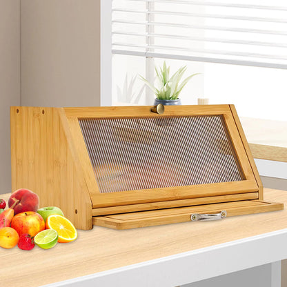 Bamboo Bread Box & Cutting Board Combo with Pantry Storage