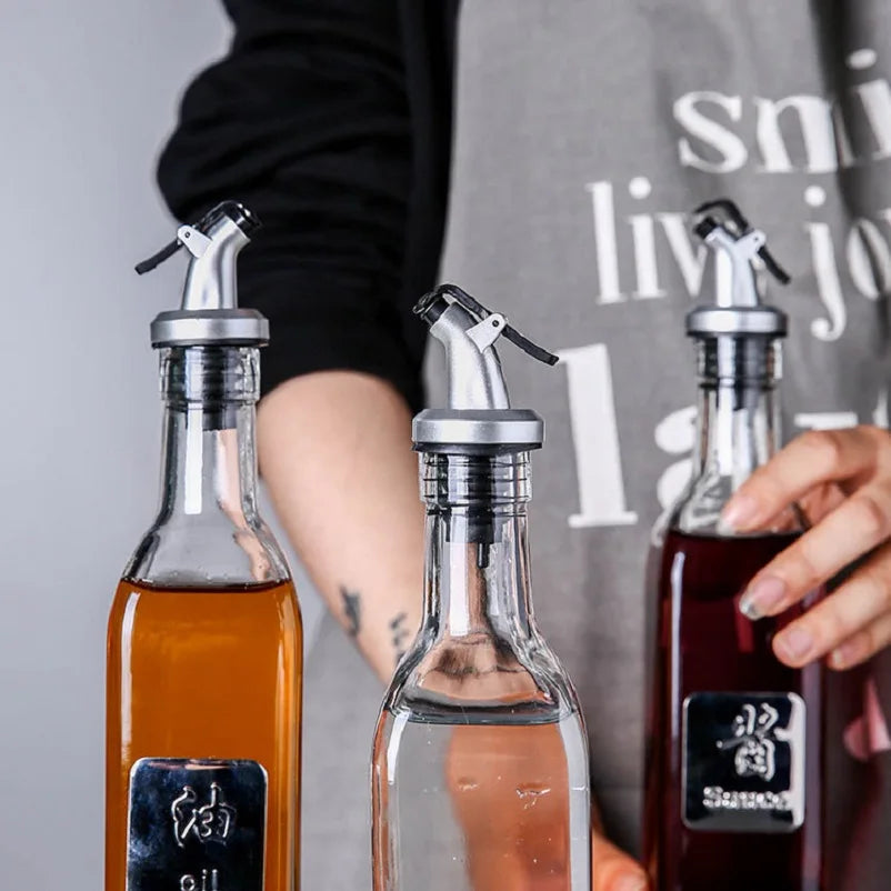 Kitchen Oil Bottle Pourer & Wine Bottle Stopper Dispenser