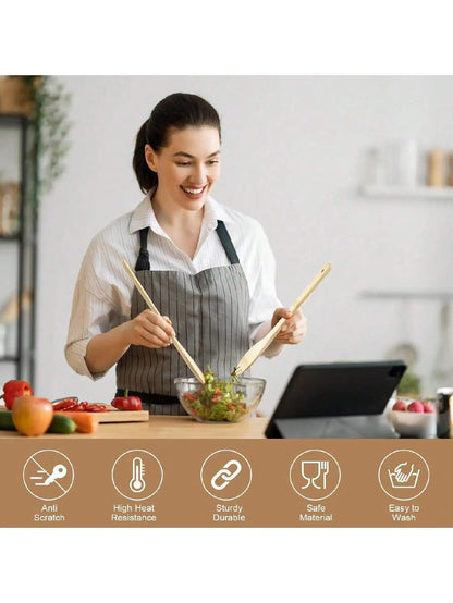 6-Piece Bamboo Wooden Utensil Set for Cooking & Kitchen Use