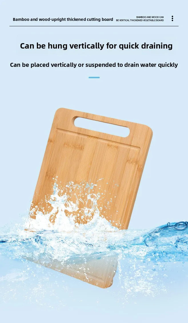 Double-Sided Bamboo Cutting Board with Stand – Anti-Mold Kitchen Chopping Board