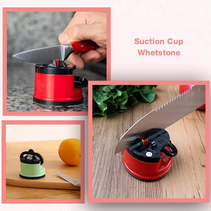Easy & Safe Kitchen Knife Sharpener with Suction Base for Chef & Damascus Knives