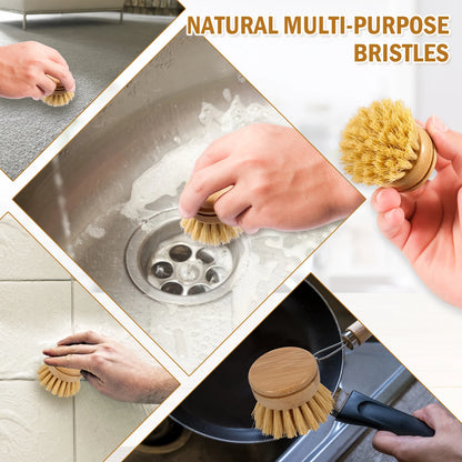 Natural Bamboo Kitchen Dish Brush – Eco-Friendly Pot & Stove Scrubber