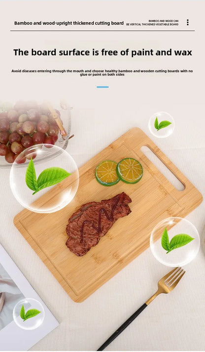 Double-Sided Bamboo Cutting Board with Stand – Anti-Mold Kitchen Chopping Board