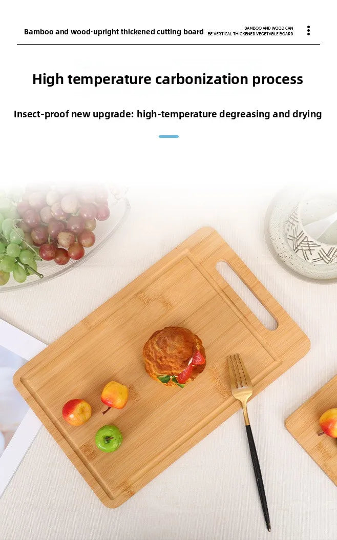 Double-Sided Bamboo Cutting Board with Stand – Anti-Mold Kitchen Chopping Board