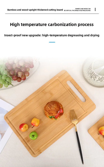 Double-Sided Bamboo Cutting Board with Stand – Anti-Mold Kitchen Chopping Board