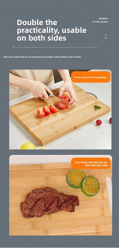 Double-Sided Bamboo Cutting Board with Stand – Anti-Mold Kitchen Chopping Board