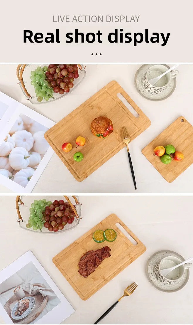 Double-Sided Bamboo Cutting Board with Stand – Anti-Mold Kitchen Chopping Board