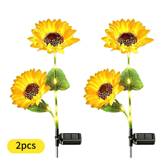 LED Solar Sunflower Garden Lights – Realistic Glow, IP65 Waterproof, Upgraded Solar Panels, Durable Plastic Flowers for Outdoor Yard, Lawn, Patio & Porch Decoration